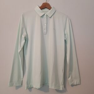 Vineyard Vines Medium  light Mint  green long sleeve shirt 1/3 Button